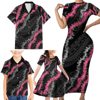 Guam Bougainvillea Lei Family Matching Short Sleeve Bodycon Dress and Hawaiian Shirt Chamorro Tribal Pattern LT9 - Polynesian Pride