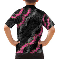 Guam Bougainvillea Lei Family Matching Tank Maxi Dress and Hawaiian Shirt Chamorro Tribal Pattern