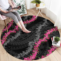 Guam Bougainvillea Lei Round Carpet Chamorro Tribal Pattern LT9 - Polynesian Pride