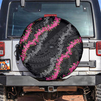 Guam Bougainvillea Lei Spare Tire Cover Chamorro Tribal Pattern LT9 Black - Polynesian Pride