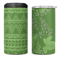 Hawaii Molokai Island Kukui Nut Flowers 4 in 1 Can Cooler Tumbler Tribal Kakau Pattern LT9 One Size: 16 oz Green - Polynesian Pride