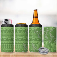 Hawaii Molokai Island Kukui Nut Flowers 4 in 1 Can Cooler Tumbler Tribal Kakau Pattern LT9 - Polynesian Pride