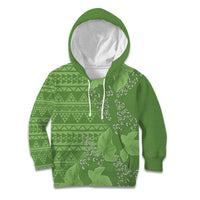 Hawaii Molokai Island Kukui Nut Flowers Kid Hoodie Tribal Kakau Pattern LT9 Hoodie Green - Polynesian Pride