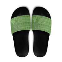 Hawaii Molokai Island Kukui Nut Flowers Slide Sandals Tribal Kakau Pattern - Polynesian Pride