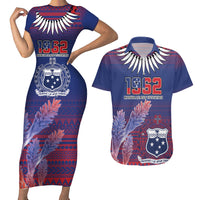 Custom Samoa 1962 Independence Day Custom Couples Matching Short Sleeve Bodycon Dress and Hawaiian Shirt Manuia le Aso Tuto'atasi Ula Nifo Blue Art LT9 Blue - Polynesian Pride