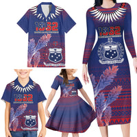 Custom Samoa 1962 Independence Day Custom Family Matching Long Sleeve Bodycon Dress and Hawaiian Shirt Manuia le Aso Tuto'atasi Ula Nifo Blue Art LT9 - Polynesian Pride