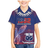 Custom Samoa 1962 Independence Day Custom Family Matching Mermaid Dress and Hawaiian Shirt Manuia le Aso Tuto'atasi Ula Nifo Blue Art LT9 Son's Shirt Blue - Polynesian Pride