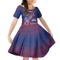 Custom Samoa 1962 Independence Day Custom Family Matching Summer Maxi Dress and Hawaiian Shirt Manuia le Aso Tuto'atasi Ula Nifo Blue Art LT9 Daughter's Dress Blue - Polynesian Pride
