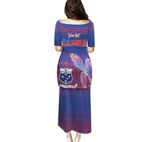 Custom Samoa 1962 Independence Day Custom Puletasi Manuia le Aso Tuto'atasi Ula Nifo Blue Art