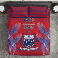 Custom Samoa 1962 Independence Day Custom Bedding Set Manuia le Aso Tuto'atasi Ula Nifo Red Art LT9 Red - Polynesian Pride
