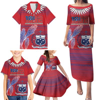 Custom Samoa 1962 Independence Day Custom Family Matching Puletasi and Hawaiian Shirt Manuia le Aso Tuto'atasi Ula Nifo Red Art LT9 - Polynesian Pride