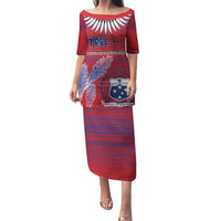 Custom Samoa 1962 Independence Day Custom Family Matching Puletasi and Hawaiian Shirt Manuia le Aso Tuto'atasi Ula Nifo Red Art LT9 Mom's Dress Red - Polynesian Pride