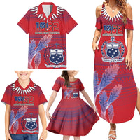 Custom Samoa 1962 Independence Day Custom Family Matching Summer Maxi Dress and Hawaiian Shirt Manuia le Aso Tuto'atasi Ula Nifo Red Art LT9 - Polynesian Pride