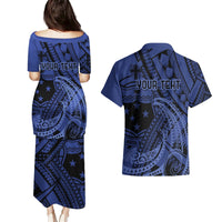 Custom Samoa 62nd Manuia le Aso Tuto'atasi Couples Matching Puletasi and Hawaiian Shirt Samoan Tatau Blue Art LT9 - Polynesian Pride