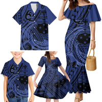 Custom Samoa 62nd Manuia le Aso Tuto'atasi Family Matching Mermaid Dress and Hawaiian Shirt Samoan Tatau Blue Art LT9 - Polynesian Pride