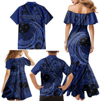 Custom Samoa 62nd Manuia le Aso Tuto'atasi Family Matching Mermaid Dress and Hawaiian Shirt Samoan Tatau Blue Art LT9 - Polynesian Pride