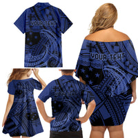 Custom Samoa 62nd Manuia le Aso Tuto'atasi Family Matching Off Shoulder Short Dress and Hawaiian Shirt Samoan Tatau Blue Art LT9 - Polynesian Pride