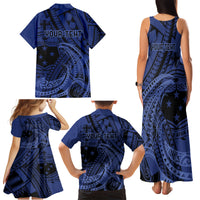 Custom Samoa 62nd Manuia le Aso Tuto'atasi Family Matching Tank Maxi Dress and Hawaiian Shirt Samoan Tatau Blue Art LT9 - Polynesian Pride