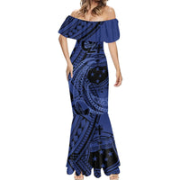 Custom Samoa 62nd Manuia le Aso Tuto'atasi Mermaid Dress Samoan Tatau Blue Art LT9 - Polynesian Pride