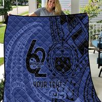 Custom Samoa 62nd Manuia le Aso Tuto'atasi Quilt Samoan Tatau Blue Art