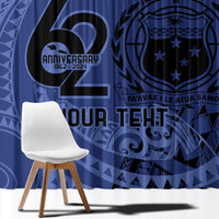 Custom Samoa 62nd Manuia le Aso Tuto'atasi Window Curtain Samoan Tatau Blue Art