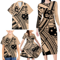 Custom Samoa Manuia le 62 Tausaga O le Tutoatasi Family Matching Long Sleeve Bodycon Dress and Hawaiian Shirt Samoan Tatau Beige Art LT9 - Polynesian Pride