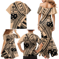 Custom Samoa Manuia le 62 Tausaga O le Tutoatasi Family Matching Mermaid Dress and Hawaiian Shirt Samoan Tatau Beige Art LT9 - Polynesian Pride