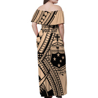 Custom Samoa Manuia le 62 Tausaga O le Tutoatasi Family Matching Off Shoulder Maxi Dress and Hawaiian Shirt Samoan Tatau Beige Art LT9 - Polynesian Pride