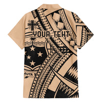 Custom Samoa Manuia le 62 Tausaga O le Tutoatasi Family Matching Short Sleeve Bodycon Dress and Hawaiian Shirt Samoan Tatau Beige Art LT9 - Polynesian Pride