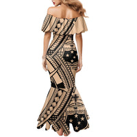 Custom Samoa Manuia le 62 Tausaga O le Tutoatasi Mermaid Dress Samoan Tatau Beige Art LT9 - Polynesian Pride