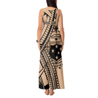 Custom Samoa Manuia le 62 Tausaga O le Tutoatasi Tank Maxi Dress Samoan Tatau Beige Art LT9 - Polynesian Pride