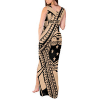 Custom Samoa Manuia le 62 Tausaga O le Tutoatasi Tank Maxi Dress Samoan Tatau Beige Art LT9 - Polynesian Pride