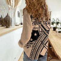 Custom Samoa Manuia le 62 Tausaga O le Tutoatasi Women Casual Shirt Samoan Tatau Beige Art LT9 - Polynesian Pride
