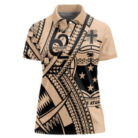 Custom Samoa Manuia le 62 Tausaga O le Tutoatasi Women Polo Shirt Samoan Tatau Beige Art LT9 Female Beige - Polynesian Pride