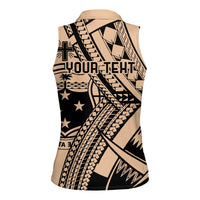 Custom Samoa Manuia le 62 Tausaga O le Tutoatasi Women Sleeveless Polo Shirt Samoan Tatau Beige Art LT9 - Polynesian Pride