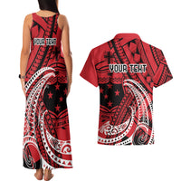 Custom Samoa Manuia le 62 Tausaga O le Tutoatasi Couples Matching Tank Maxi Dress and Hawaiian Shirt Samoan Tatau Red Art LT9 - Polynesian Pride