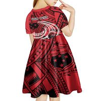 Custom Samoa Manuia le 62 Tausaga O le Tutoatasi Kid Short Sleeve Dress Samoan Tatau Red Art LT9 - Polynesian Pride