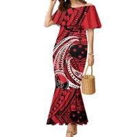 Custom Samoa Manuia le 62 Tausaga O le Tutoatasi Mermaid Dress Samoan Tatau Red Art LT9 Women Red - Polynesian Pride