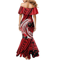 Custom Samoa Manuia le 62 Tausaga O le Tutoatasi Mermaid Dress Samoan Tatau Red Art LT9 - Polynesian Pride