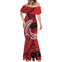 Custom Samoa Manuia le 62 Tausaga O le Tutoatasi Mermaid Dress Samoan Tatau Red Art LT9 - Polynesian Pride