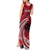 Custom Samoa Manuia le 62 Tausaga O le Tutoatasi Tank Maxi Dress Samoan Tatau Red Art LT9 - Polynesian Pride