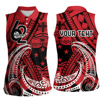 Custom Samoa Manuia le 62 Tausaga O le Tutoatasi Women Sleeveless Polo Shirt Samoan Tatau Red Art LT9 - Polynesian Pride