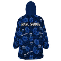 Manu Samoa Rugby Wearable Blanket Hoodie Polynesian Style With Hibiscus LT9 - Polynesian Pride