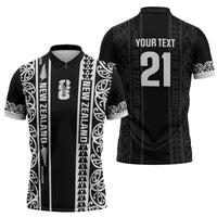 Custom New Zealand Football White Fern Supporter Zipper Polo Shirt LT9 - Polynesian Pride