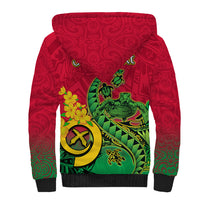 Personalised Vanuatu Islands Sherpa Hoodie Polynesian Tattoo and Sea Turtle LT9 - Polynesian Pride