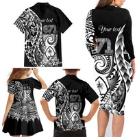 671 Guam Personalised Family Matching Long Sleeve Bodycon Dress and Hawaiian Shirt Latte Stone Tribal LT9 - Polynesian Pride