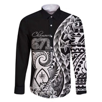 671 Guam Personalised Family Matching Long Sleeve Bodycon Dress and Hawaiian Shirt Latte Stone Tribal LT9 Dad's Shirt - Long Sleeve Black - Polynesian Pride