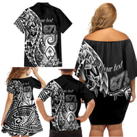 671 Guam Personalised Family Matching Off Shoulder Short Dress and Hawaiian Shirt Latte Stone Tribal LT9 - Polynesian Pride