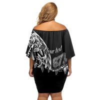671 Guam Personalised Family Matching Off Shoulder Short Dress and Hawaiian Shirt Latte Stone Tribal LT9 - Polynesian Pride