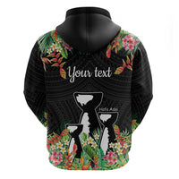 671 Guam Personalised Zip Hoodie Latte Stone and Tropical Flowers